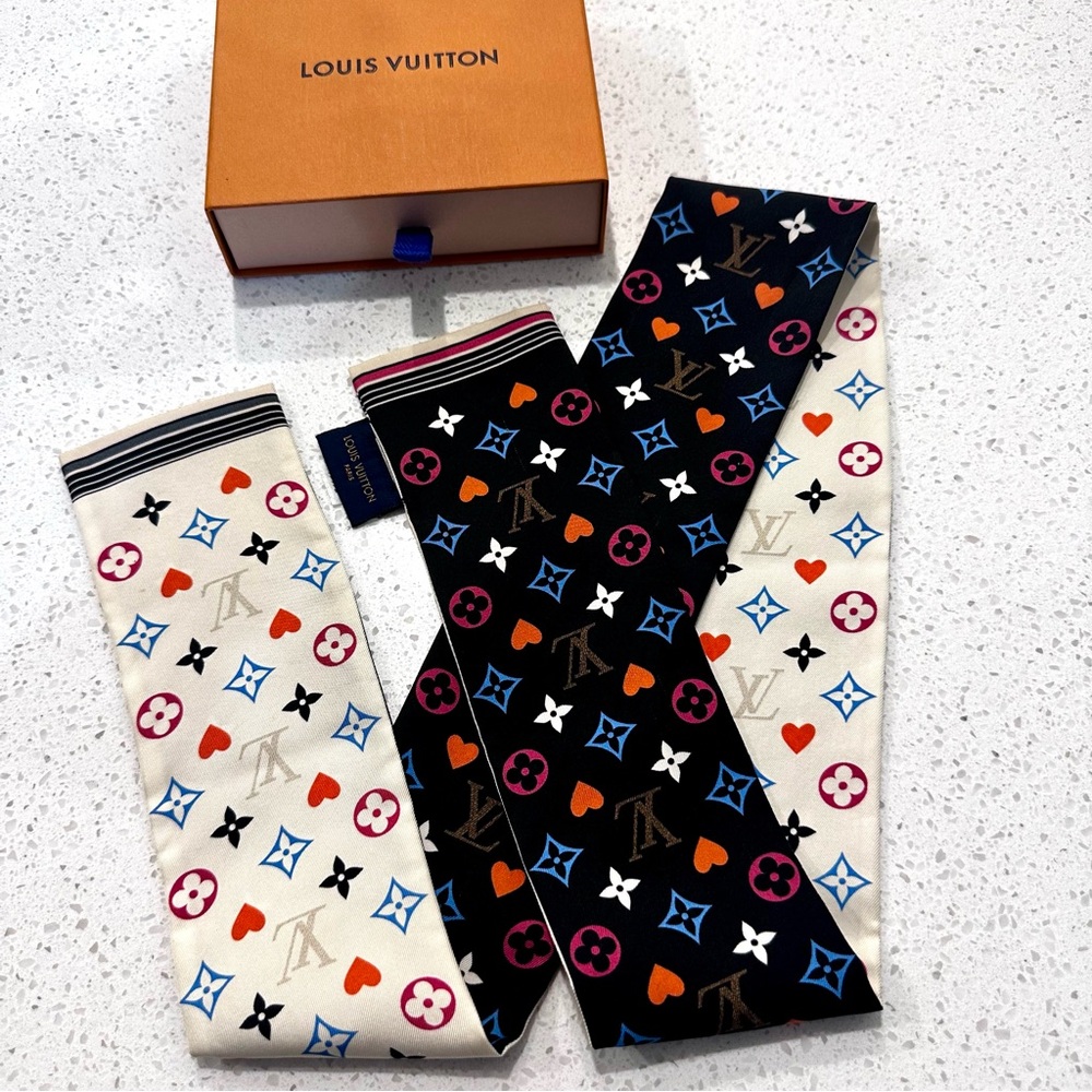 Authentic Louis Vuitton Silk Monogram Game On Bandeau.